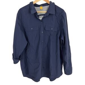 Eddie Bauer Atlas Exploration Shirt Blue Button Front  Women Size T2XL TALL